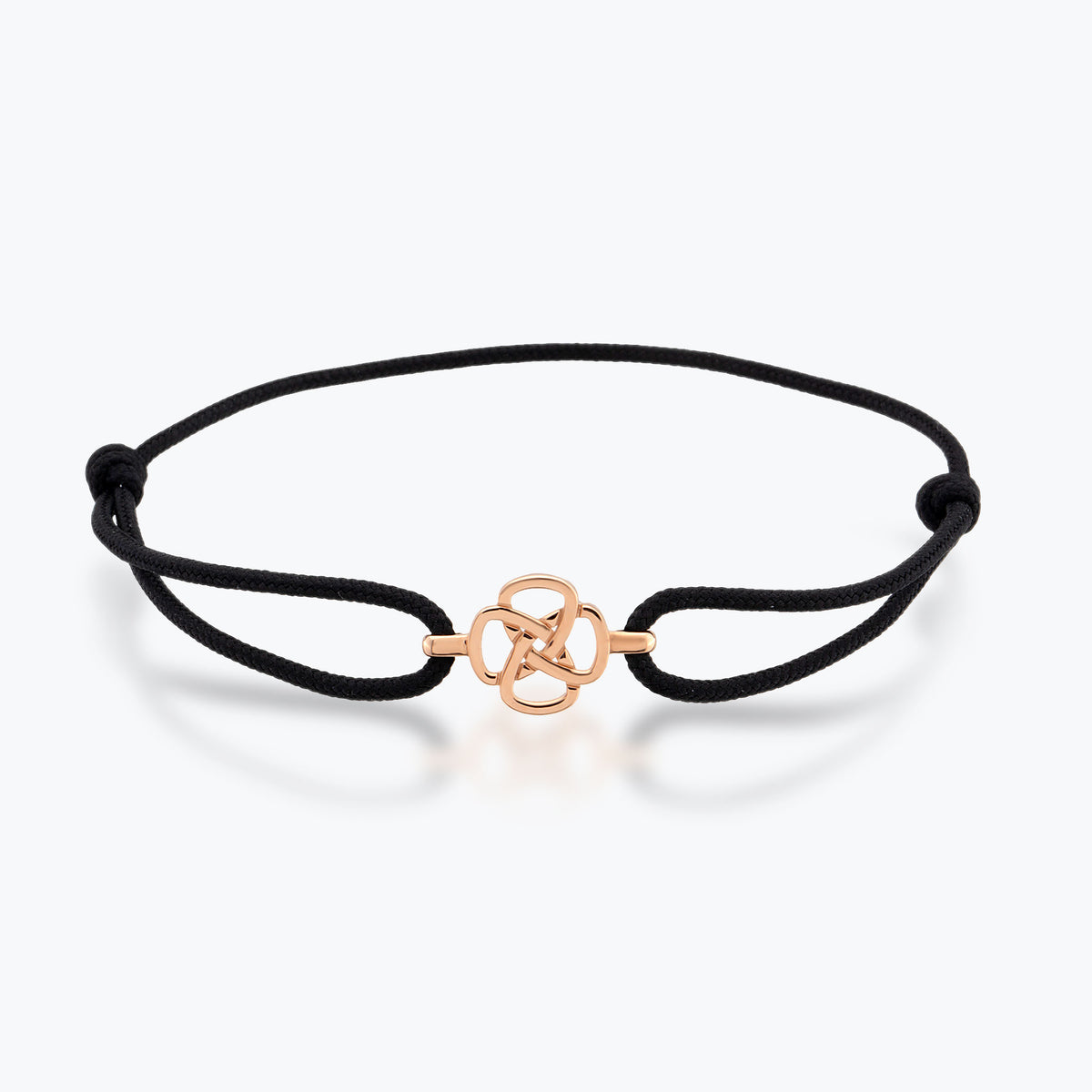 14K Rose Altın Eternity Knot Bileklik, sonsuzluk döngüsünü, doğum, yaşam, ölüm ve yeniden doğuşu temsil eder.