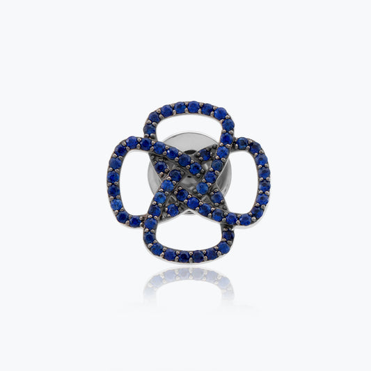 14K Altın Eternity Knot Broş Küçük, sonsuzluk döngüsü sembolü, 0.96k safir taşlı.