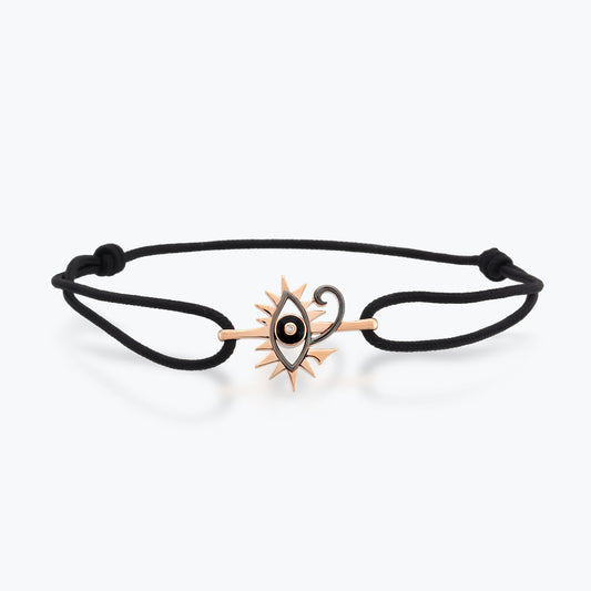 14K Rose Altın Horus Eye Bileklik, Mısır tanrısı Horus'un sol gözü ve iç dünyanın yansıması sembolü.